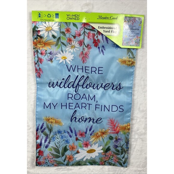 Meadow Creek Embroidered Yard Flag Wildflowers Home 11.5x18 Multicolor Home NEW - Picture 1 of 6